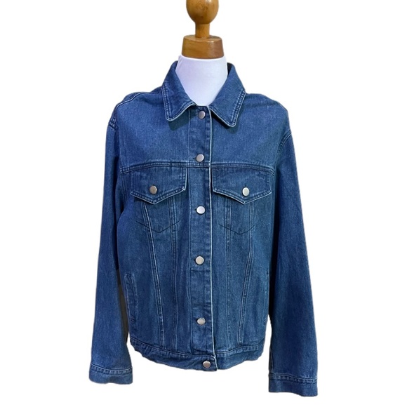 NEW Oversized Denim Lace Cross Back Jacket - Picture 2 of 9